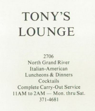 Hollywood Drive-In (Tonys Lounge) - 1975 Lansing Catholic Central High